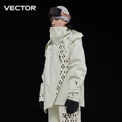 VECTOR Men's and Women's 3L Diagonal Jacket Windproof and Waterproof Nylon Full Pressure Adhesive Technology for Outdoor Skiing