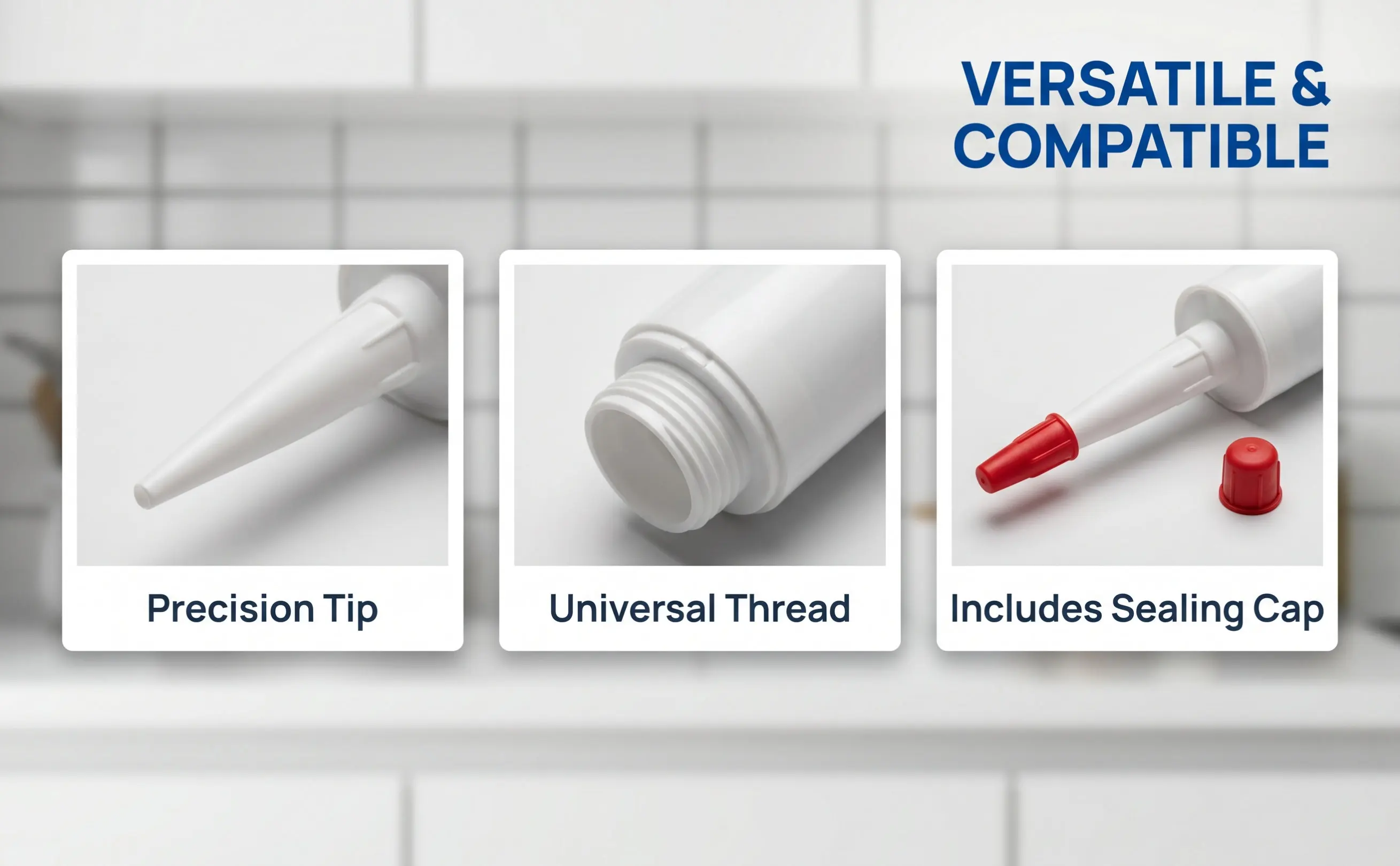 4Pcs Premium Caulking Nozzles Set Prevent Glue Drying Extend Lifespan Precise Dispensing Caulk Tube Sealing Covers Caulking