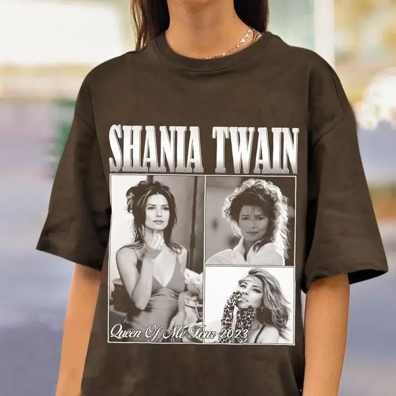 Shania Twain Basic T Shirt Casual Crew Neck Top Grey HA0041