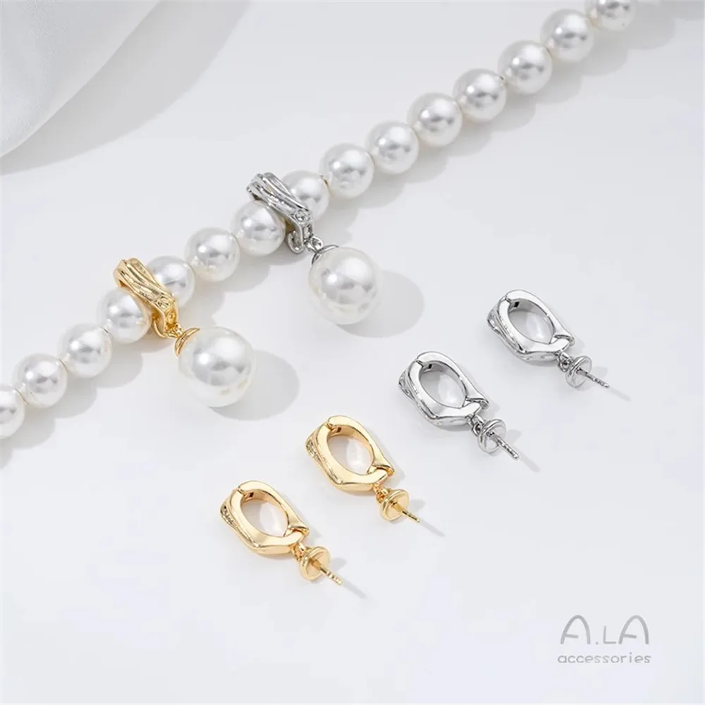 14K Gold-Plating Special-Shaped Universal Bead Holder Pendant Buckle DIY Handmade Sticky Pearl Necklace Empty Holder Accessories