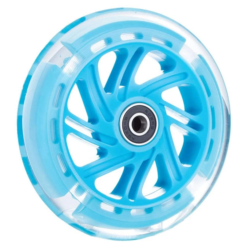 1 زوج 120 مللي متر الأطفال سكوتر LED أضواء عجلات وامضة مع محامل الجبهة/الخلفية LED وامض عجلات سكوتر ، الأزرق-ABWY