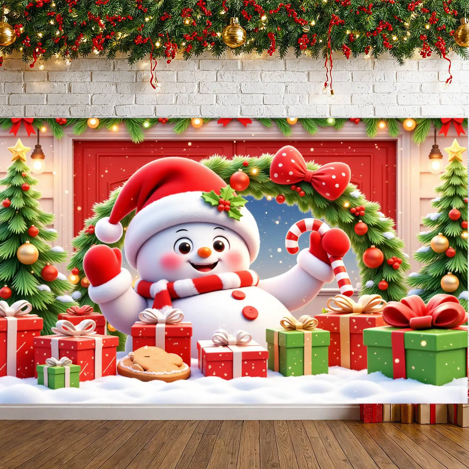 180 x 110 cm Polyester-Schneemann-Weihnachtsdekoration, Urlaubsbanner für Feiertage, Feier, Party-Dekoration, Innendekoration