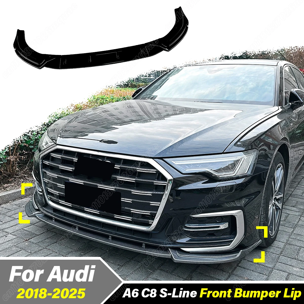 

For Audi A6 C8 S-line 2018 2019 2020 2021 2022 2023 2024 2025 Car Front Bumper Lip Splitter Guard Protector Exterior Accessories
