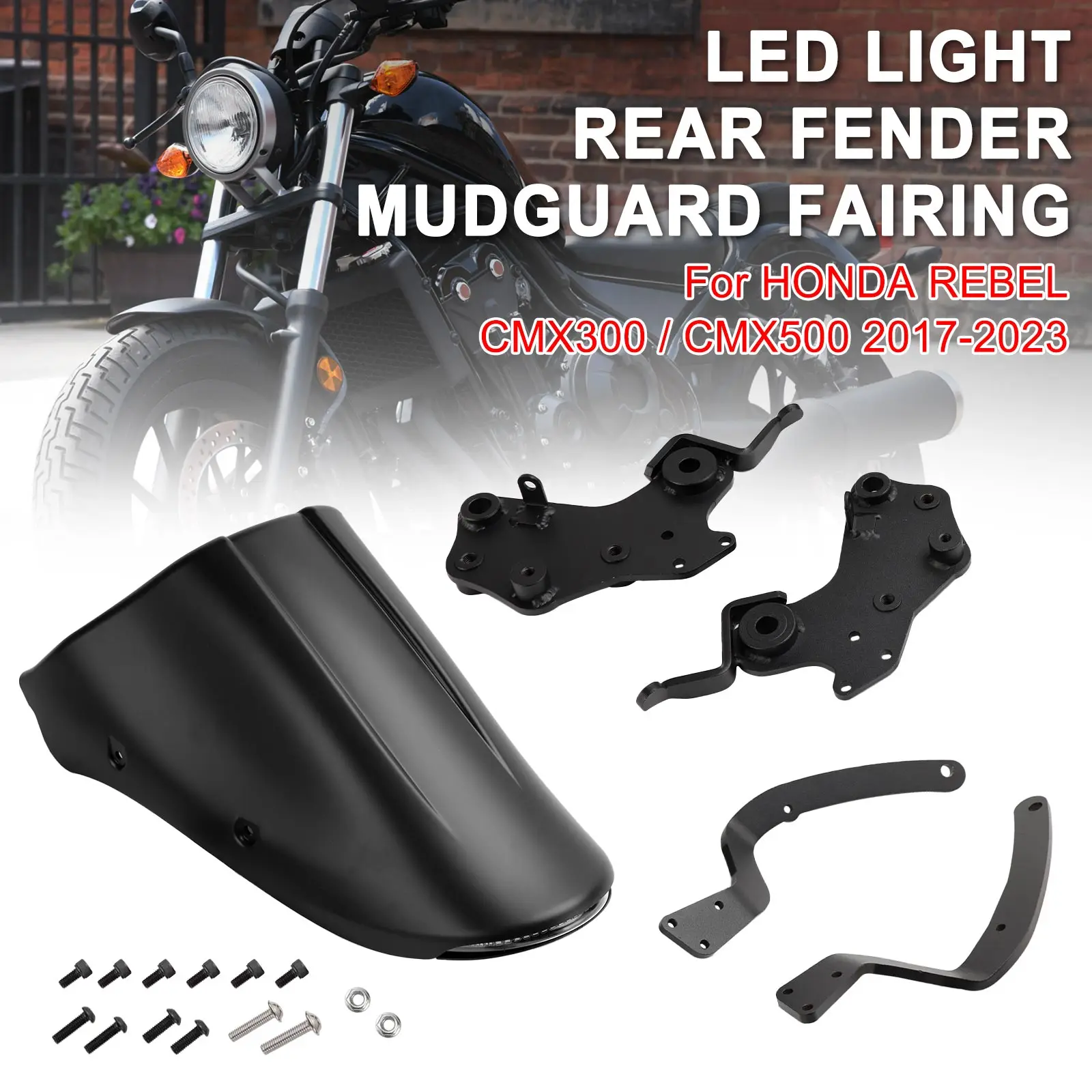 

Artudatech LED light Rear Fender Mudguard Fairing For Honda REBEL CMX 300 500 2017-2023