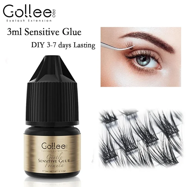 Gollee Cluster Lashes Glue No Irritation Eyelash Gule Extension Quick Dry Adhesive for Self Home Use Pro Lash Extension Supplies