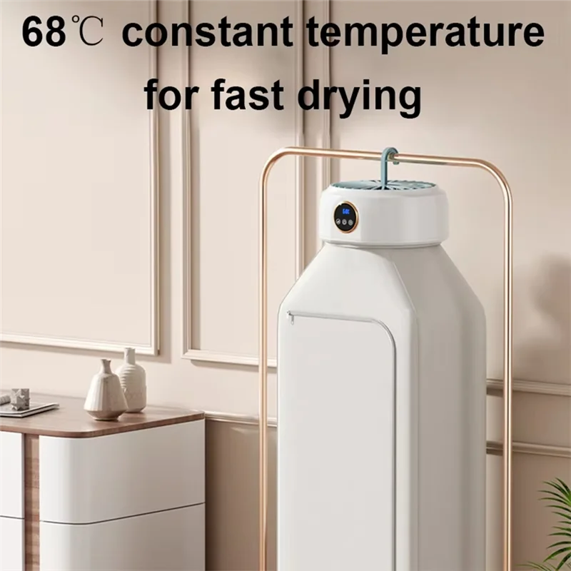 

BAAG-Clothes Dryer With Heater Fan, Travel Garment Drying Hanger Laundry Air Dehydrator With Timing Function US Plug