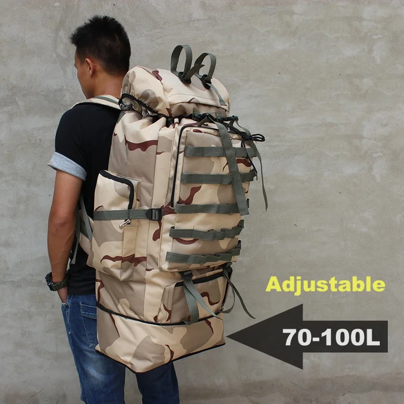 Imagem -03 - Militar Camo Tactical Bolsa Grande Capacidade Impermeável ao ar Livre Camping Viagem Esportes Caminhadas Alpinismo 70100l