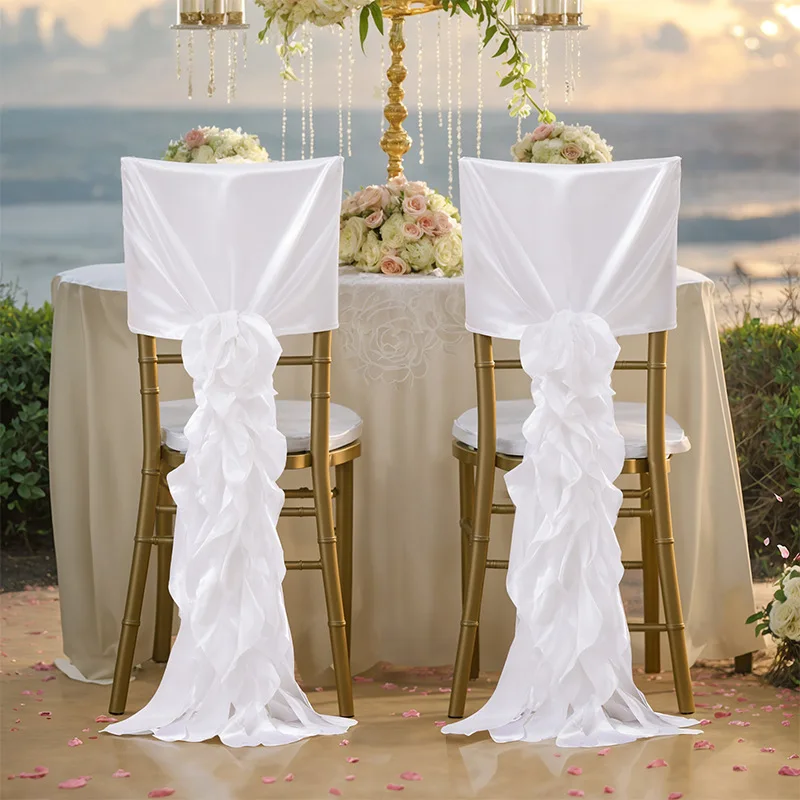 

2PCS Organza Chair Sash Mariage Chair Cover Decoration Gauze Fabric Chair Sash Wedding Home Party Supplies Hotel Banquet Decor