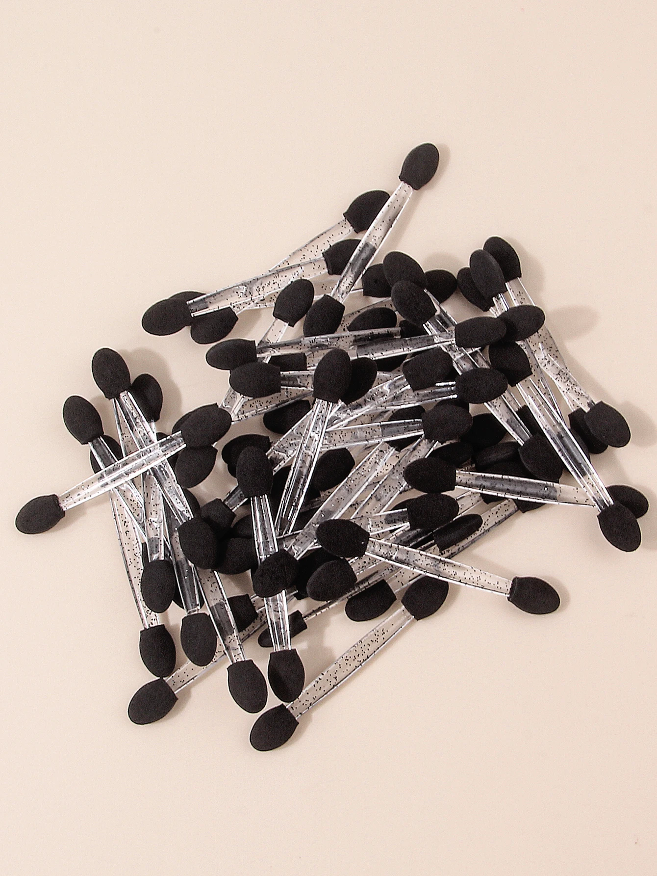 50개 더블 헤드 스펀지 아이섀도 브러쉬, 다기능 어플리케이터 및 스머더 +1개 투명 보관 용기 메이크업 도구