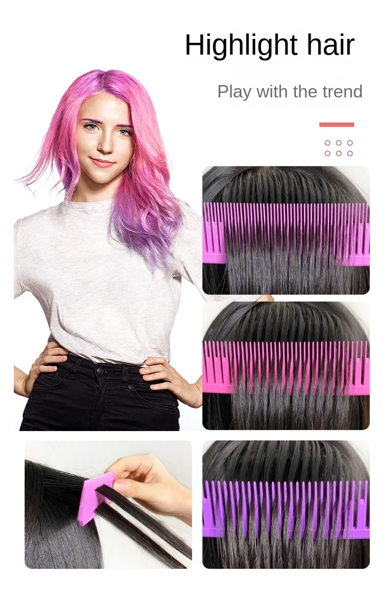 3 stücke Haarbürste Haar Styling Kämme Schwanz Kamm Set Färbung Färben Kamm Salon Werkzeug Schnitte Hervorhebung Weben Schneiden Kamm – Detail 9