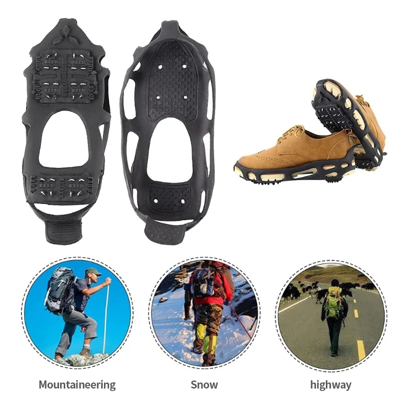 F1FD Spikes Snow Ice Grip for Boot/Shoes for Adults Hiking Walking on The Ice Crampons Ice Cleats Safety Tractions Cleats