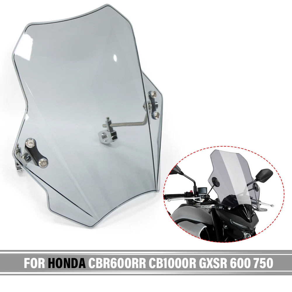 For HONDA CBR600RR CB1000R GXSR 600 750 For Ymaha MT07 MT09 Adjustable Windscreen Universal Motorcycle Windshield Covers 