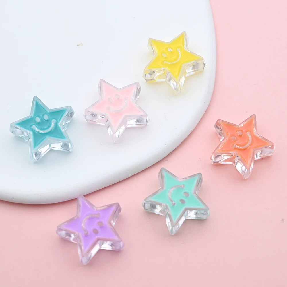 Star Shaped Smile Face Acrylic Beads Cute Loose Spacer Beads For Diy Bracelet  Keychains Craft Handmade Jewelry Making Accessory