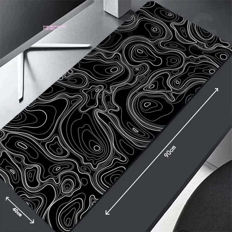 Grand tapis de souris de jeu Moudescriptif, tapis d'ordinateur noir et blanc, sous-marin, polymères, 90x40cm, tapis de bureau, tapis de clavier PC, table lea