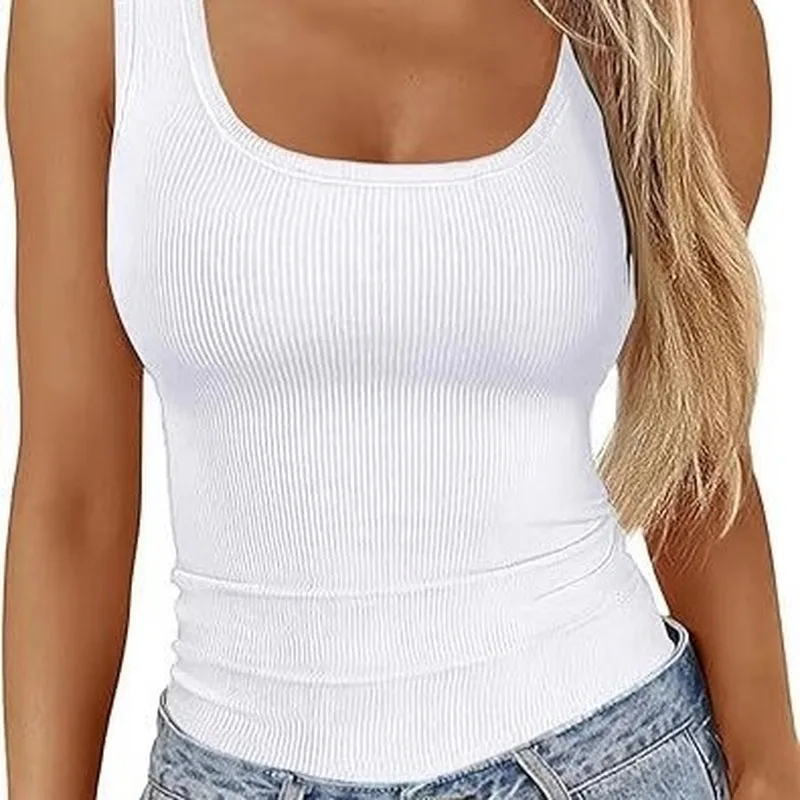 

Women's Casual Slim Fit T-irt Vest Top Street Sle Color Polyester Fiber Regular Length Summer Faion