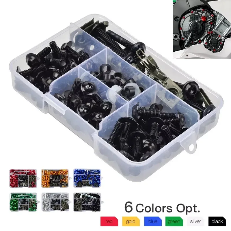 

177pcs Aluminum Windscreen Screws Colorful Fasteners Screws Set Motorcycle Fairing Protector Bolt Kits Motorcycle Modified Parts
