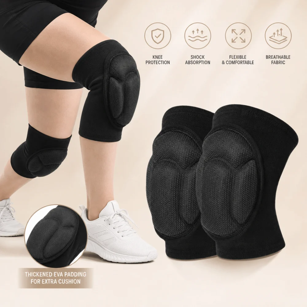 Black Protective Sports Knee Pads Elastic Non Slip Knee Protector Sponge Collision Soft Breathable Kneepads Brace Fitness Gear
