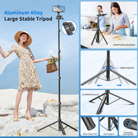 C06 Large Tripod 1.83m Stabilized Selfie Stick for Smartphone, Action Camera Shooting Aluminum Alloy Adjustable Pole with Remote