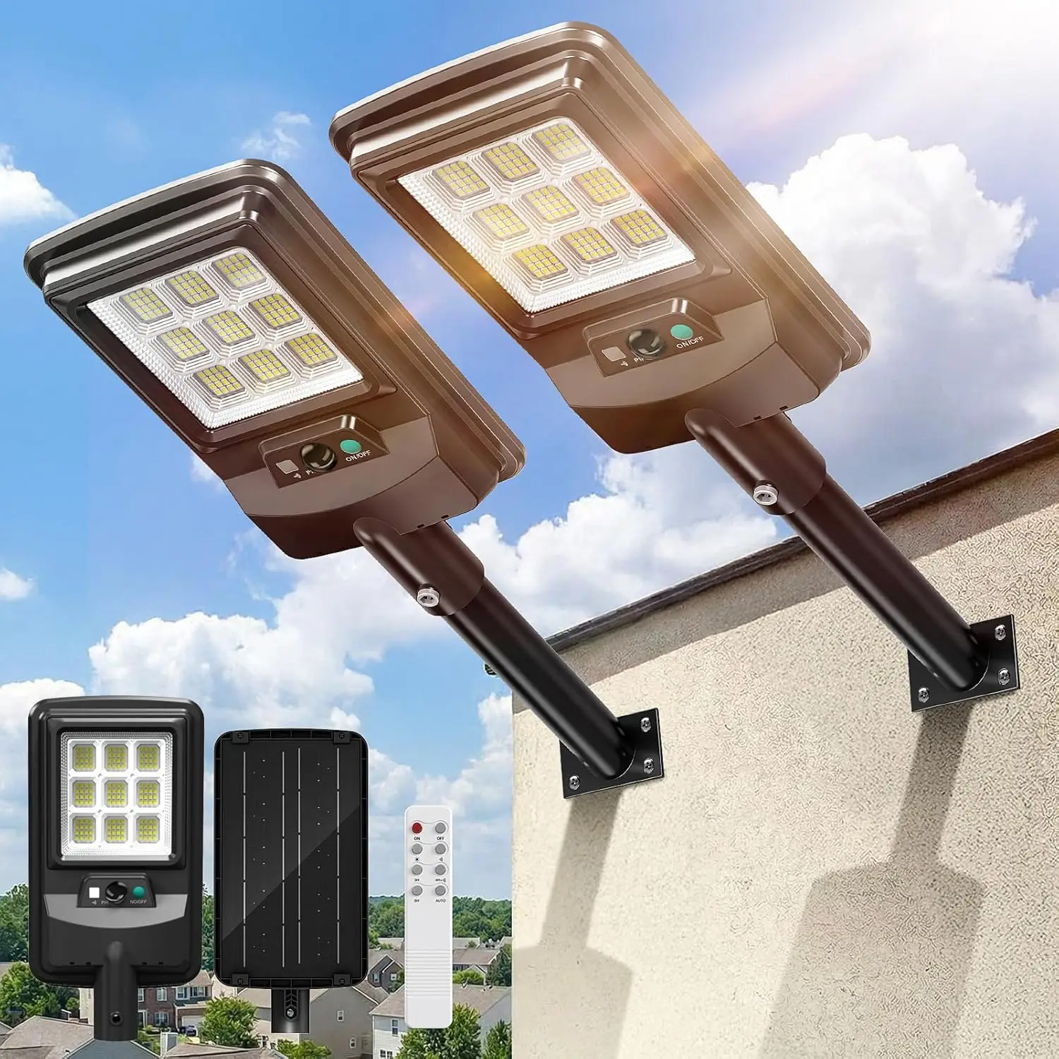 

Солнечный уличный светильник для наружного освещения, 11-дюймовый, на солнечной энергии, с датчиком движения и пультом дистанционного управления, от заката до рассвета, водонепроницаемый