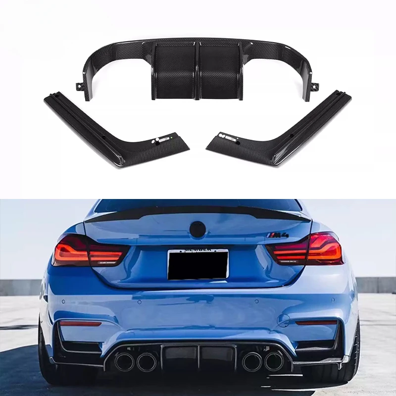 Carbon Fiber V-orsteiner Style Rear Diffuser For BMW F80 M3 F82 F83 M4 Upgrade Rear Bumper Lip Splitter Spoiler Cover Trim