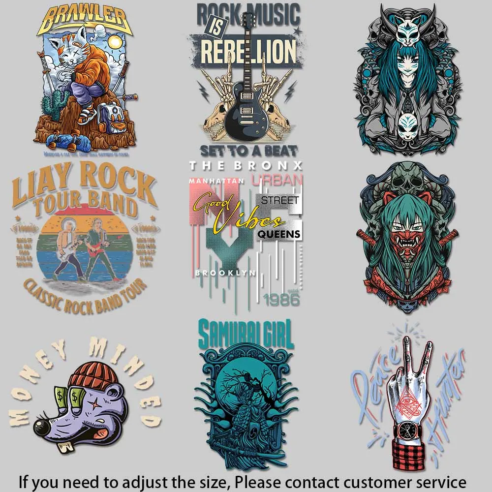 Trendy Heat Transfer Patches - Vibrant Colors, Unique Designs for DIY T-Shirts, Bags & More, Rock & Cute Styles