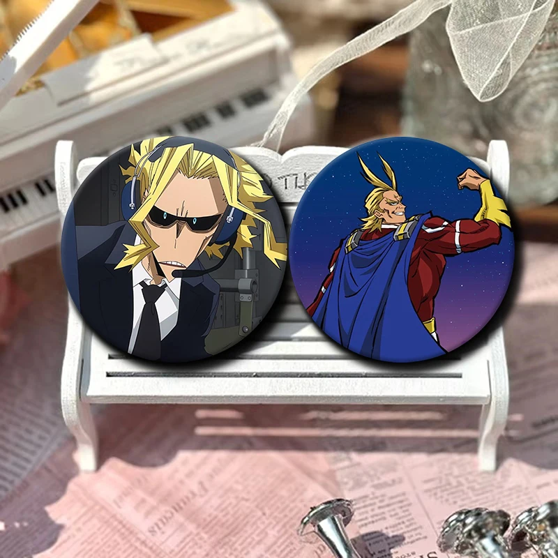 58mm Cartoon Character All Might Soft Button Pin Hero Anime Brooch Creative Badge for Backpack