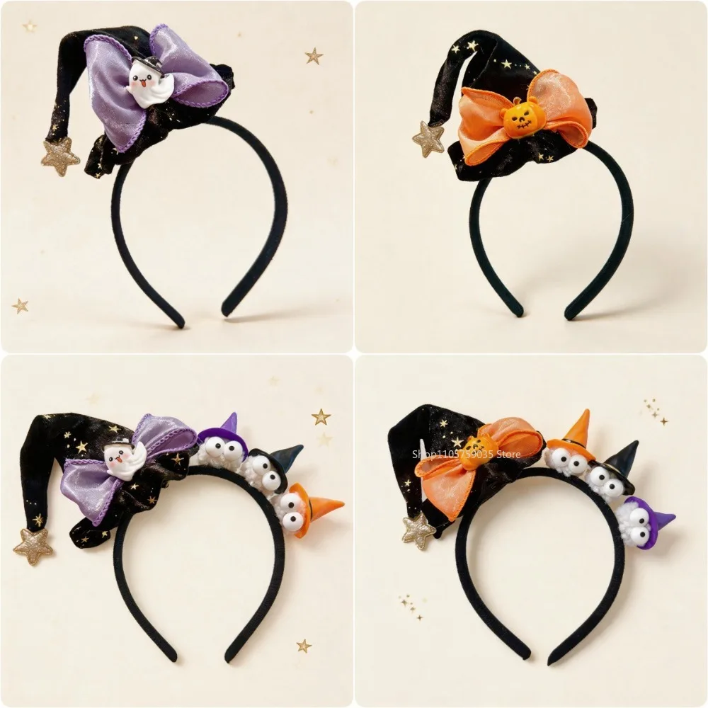 Halloween Wizard Hat Headband for Women Little Ghost Witch Hat Headband Hairpin Headgear Hair Accessories Halloween Dress Up
