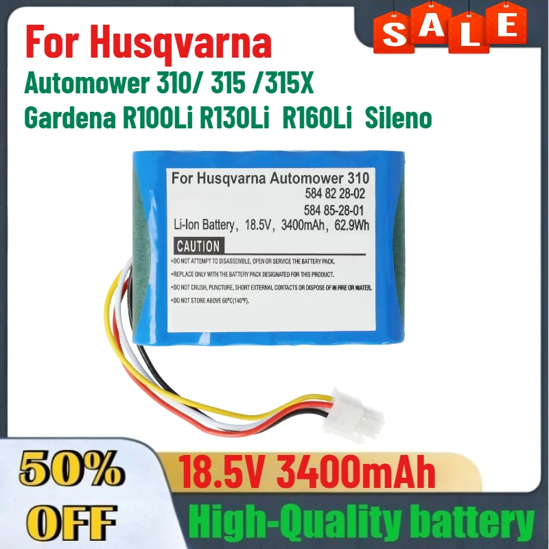 

18.5V 3400mAh Lithium Battery for Husqvarna Automower 310/ 315 /315X Gardena R100Li R130Li R160Li Sileno