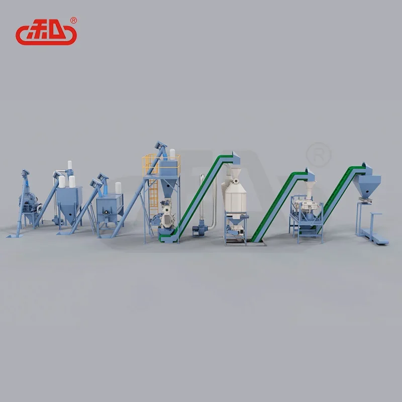 Factory price 1 ton 2 ton horizontal type pellet feed production line for chick farm