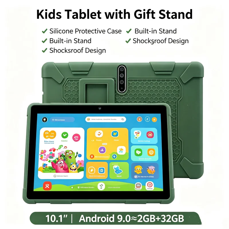 10.1 Inch Kids Tablet, Android 9.0, MTK6737 Quad Core A53 1.5GHz, 2GB RAM+32GB ROM, Dual Camera, 4G Phone Call, With Shockproof