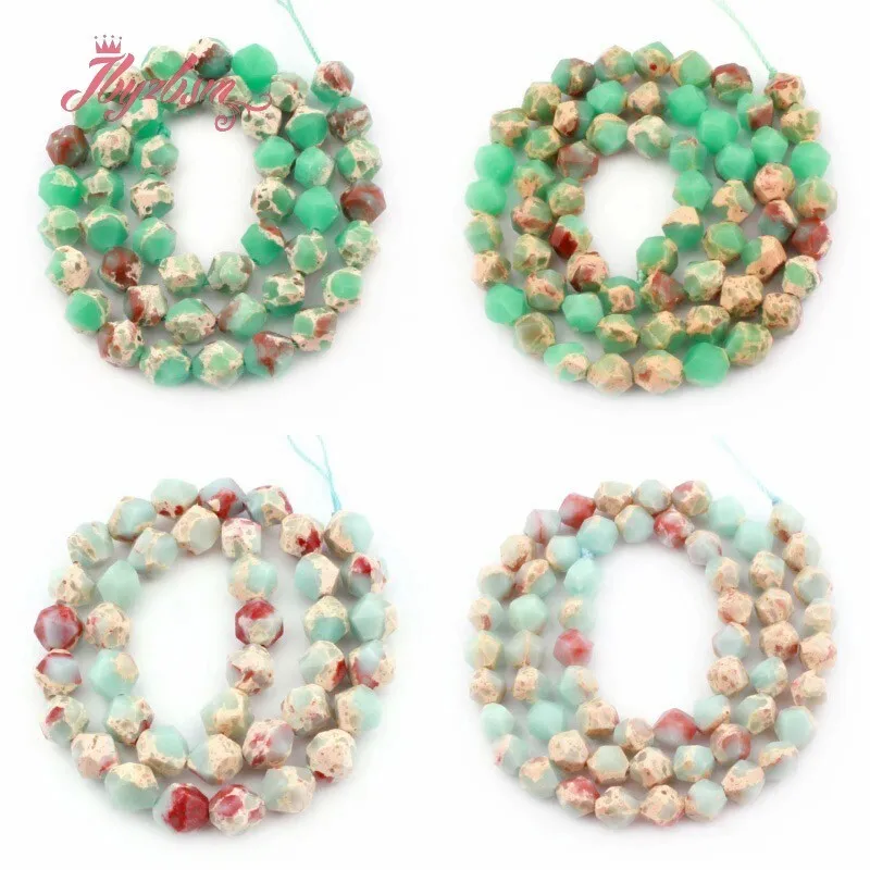 

6/8/10mm ShouShan Stone Blue/Green Faceted Square Stone Beads For Jewelry Making DIY Bracelet Necklace Strand 15" Free Shipping