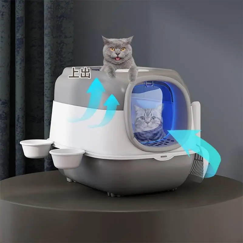 Extra Large Cat Litter Box Fully Enclosed Anti-splash Anti-sand Ultraviolet Disinfection Odor-proof Cat Toilet Kitten Supplies