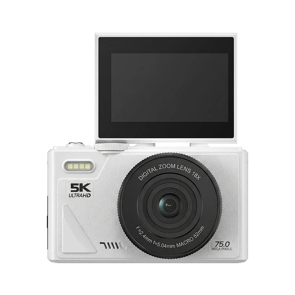 Caméra de vlogging 5K pour YouTube, caméra numérique WiFi 75MP avec zoom 18X, écran 3,0 pouces, pris
