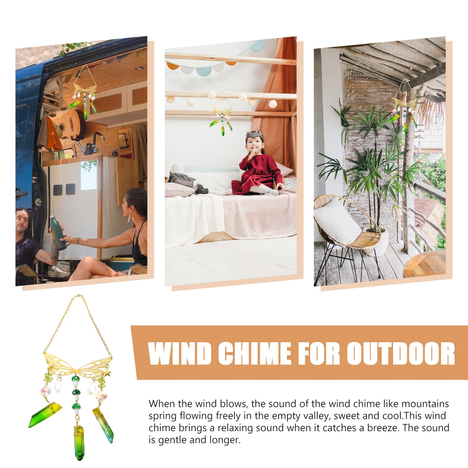 

Mushroom Accessories Wind Chime For Outdoor Garden Hanging Decor Bell Pendant Metal Crystal Stone Lightweight Breeze Sound