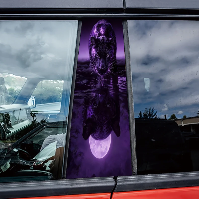 

2 pieces of automotive B-pillar film Black Panther Glossy material protective film