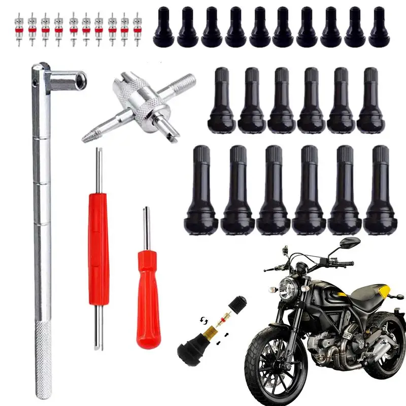 Tire Valve Stem Tool Puller & Installer Kit Single/Dual Head Core Remover 4-Way Valve Core Remover Short Rubber Valve Stem for