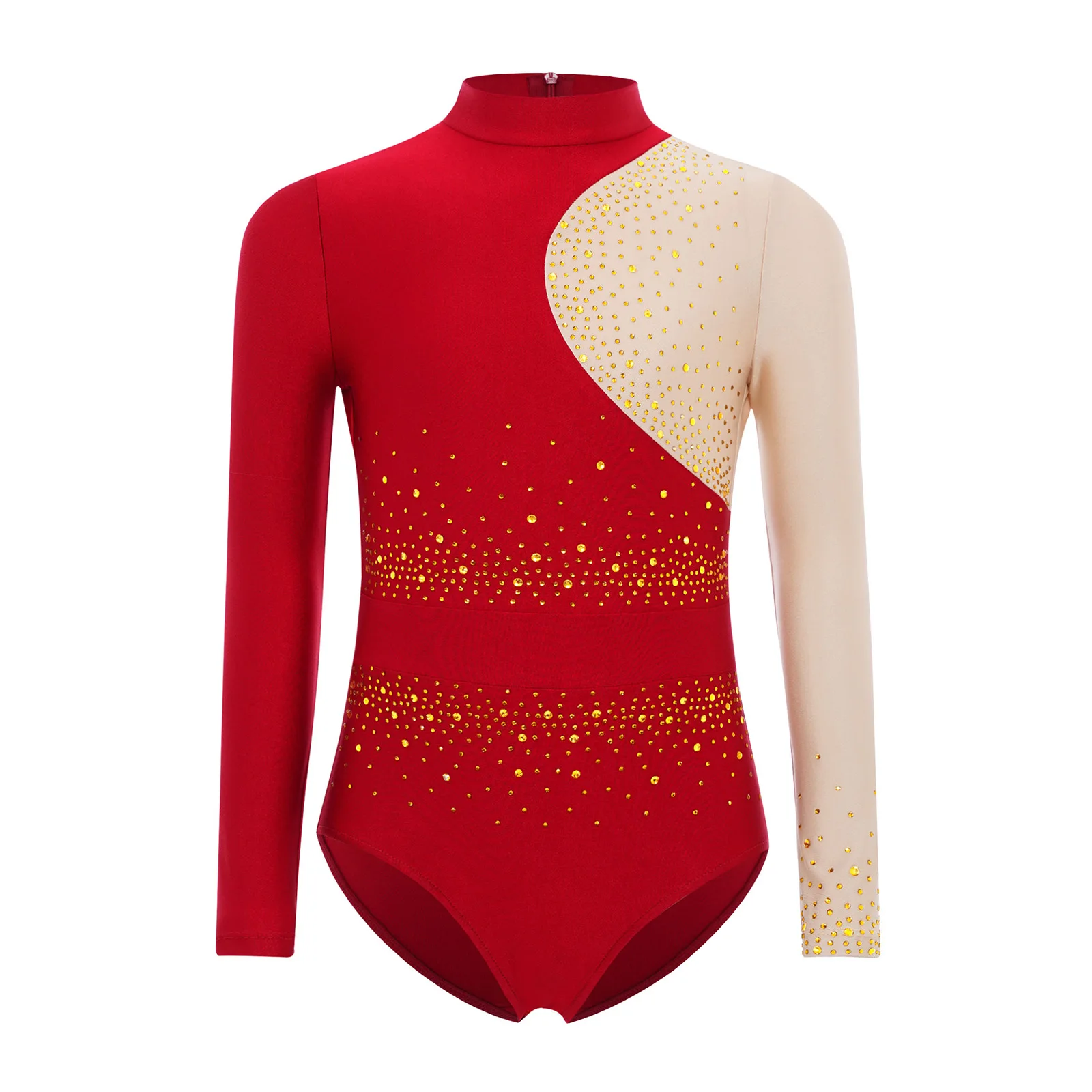 

Kids Gymnastics Artistic Figure Skating Dance Costume Girls Leotards Unitards Performance Sparkly Rhinestones Bodysuit Dancewear