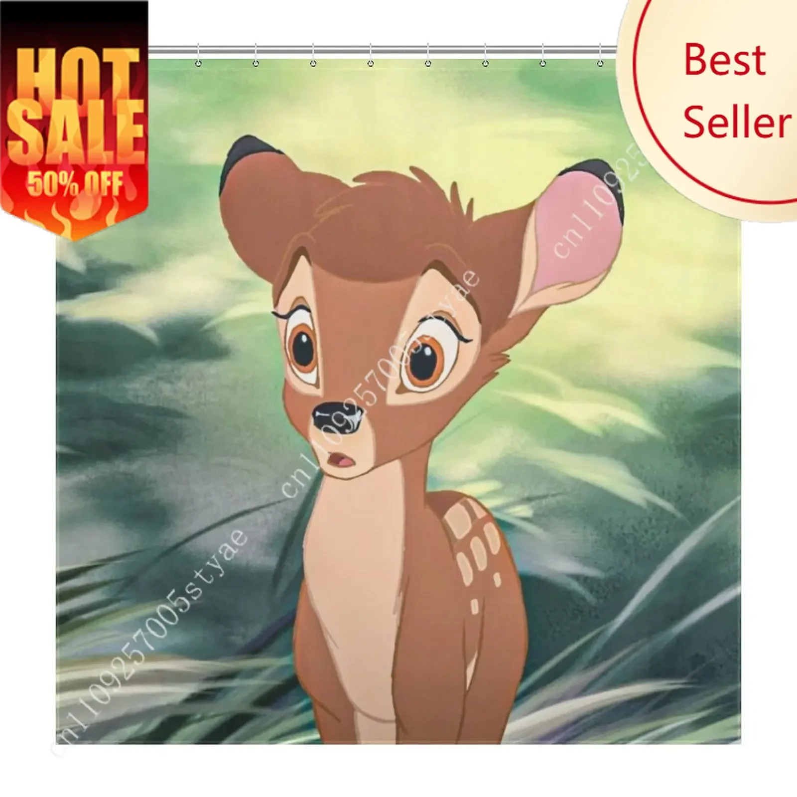 

Bambi Shower Curtain Disney Cartoon Movie Kids Cute Animal Bathroom Home Party Decoration Waterproof Custom Bath Curtain
