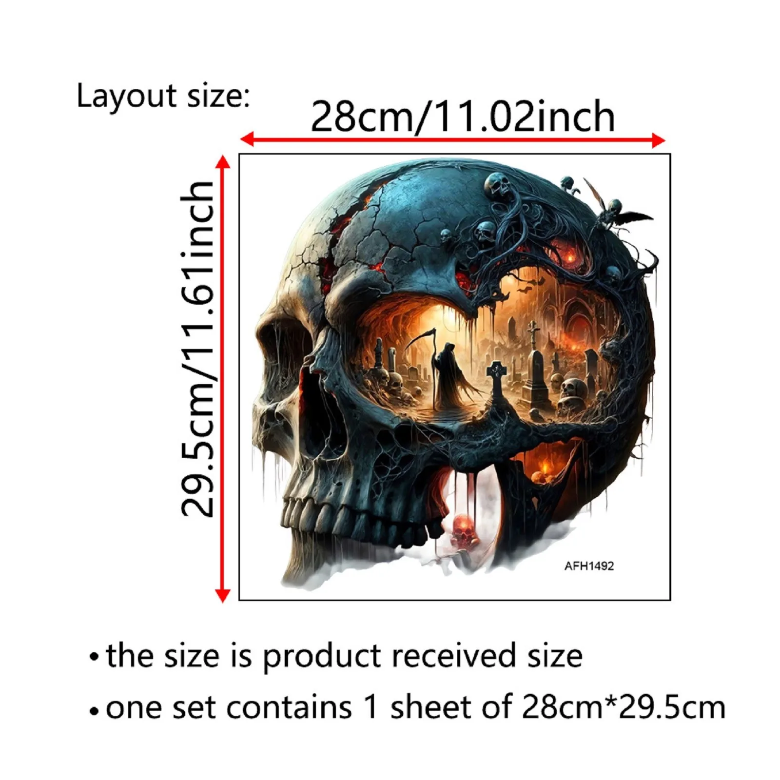 ฮาโลวีน 3D ผลสติกเกอร์ Dark สไตล์โกธิค Skull สติ๊กเกอร์ติดผนังสยองขวัญสุสานธีมตกแต่งบ้านสติกเกอร์