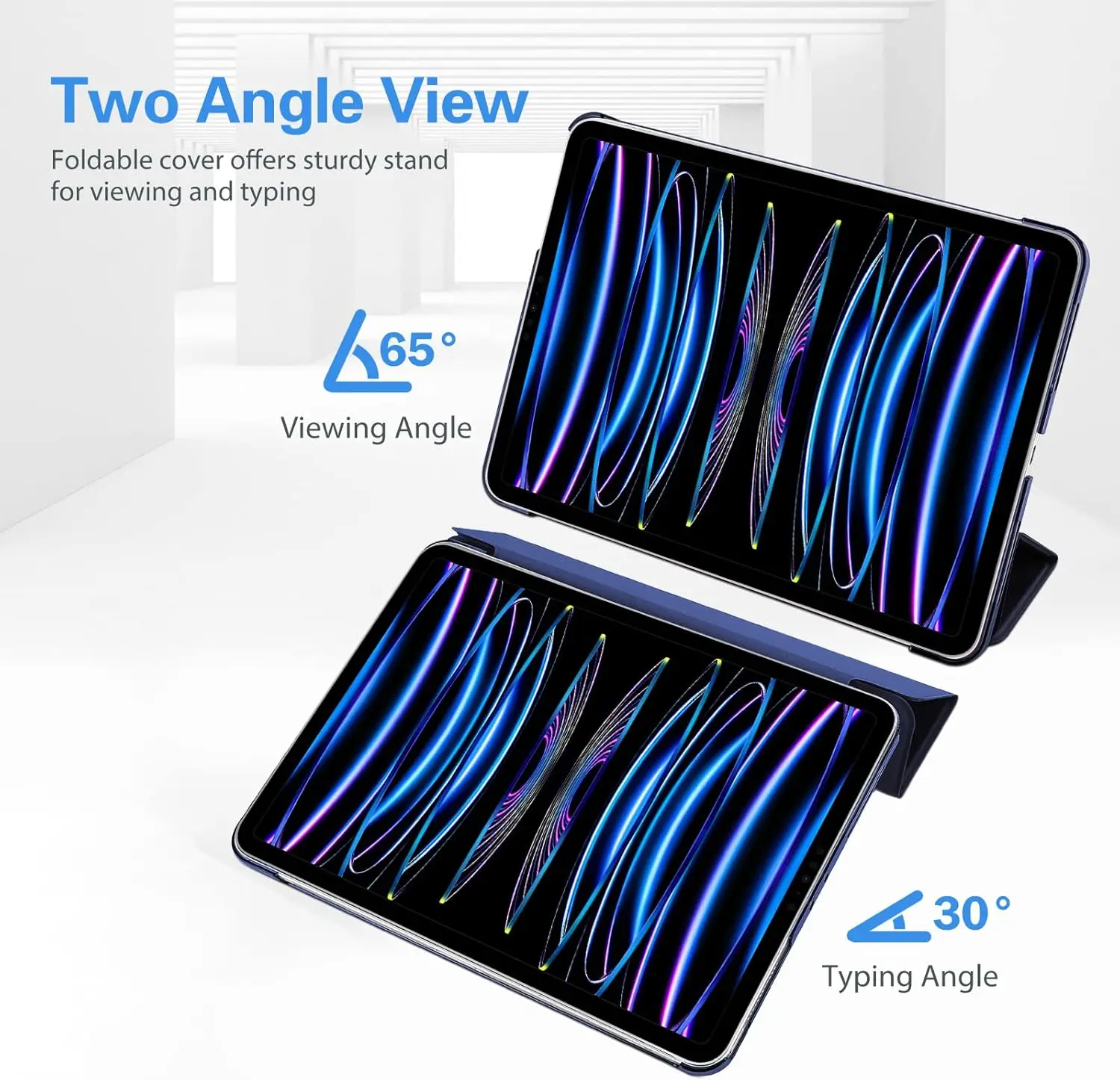 غطاء لجهاز iPad Pro 11 بوصة حافظة رفيعة بحامل خلفي صلب غطاء ذكي لجهاز iPad Pro 11 4th Gen 2022/3rd Gen 2021/ 2nd Gen 2020