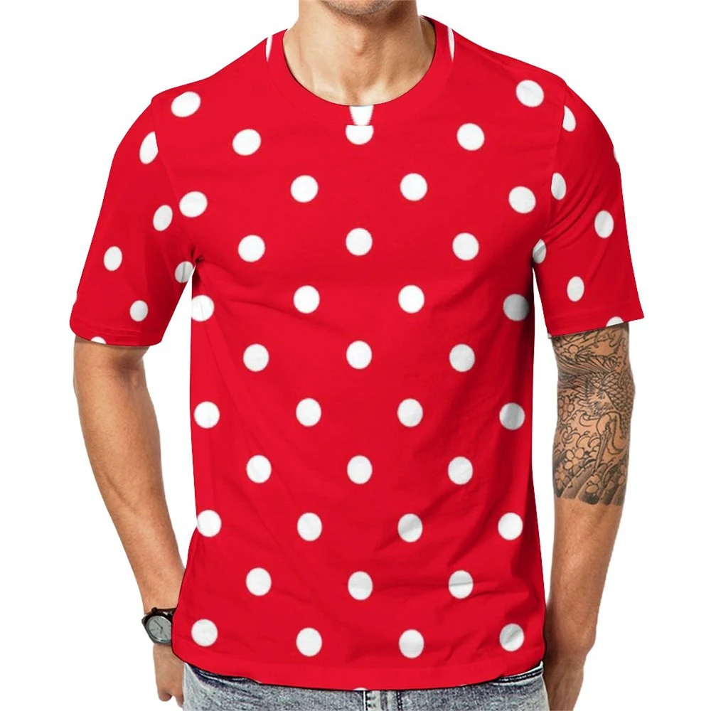 3D Printed Couple-style Retro Polka Dot Tshirt Quick-dry Breathable Sports Casual Vacation Oversized Children's and Parents' Top