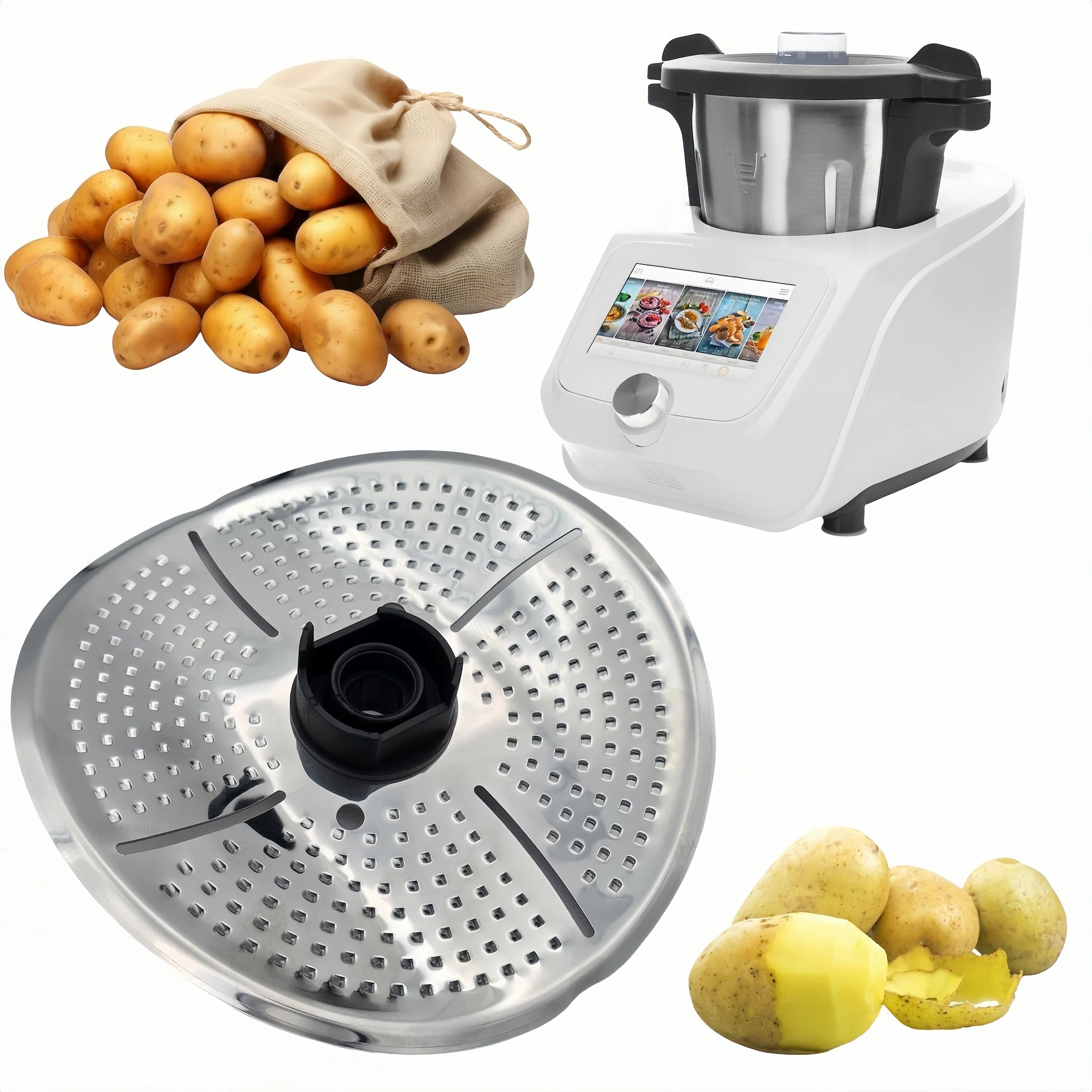 Image of Edelstahlschäler für Monsieur Cuisine Connect Kartoffelschäler, Schneider, Mischklinge und Lebensmittelteilerabdeckung