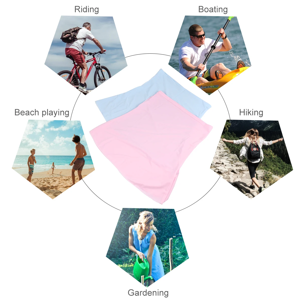 

2pcs Sun Protection Ice Silk Mask Neck Gaiter Uv Face Cover For Outdoor Sports Riding Running Hiking Fishing Cycling Skiing Face