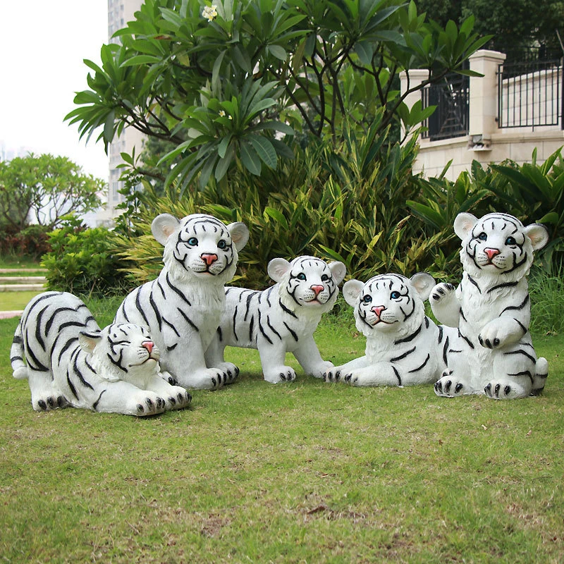 Simulation Tiger Fiberglass Animal Sculpture Outdoor Lawn Garden Zoo Landscape Decoration Large Beast Model Ornaments