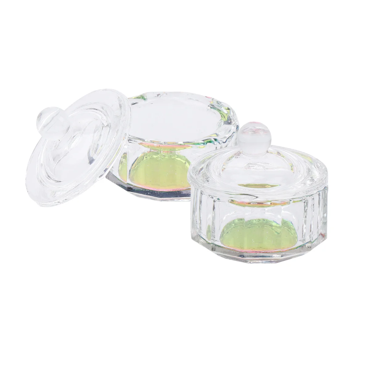 Taza de cristal para decoración de uñas, Mini octagonal, tamaño compacto, portátil para mezclar polvo acrílico y vaso de vidrio líquido para uñas, 2 uds.