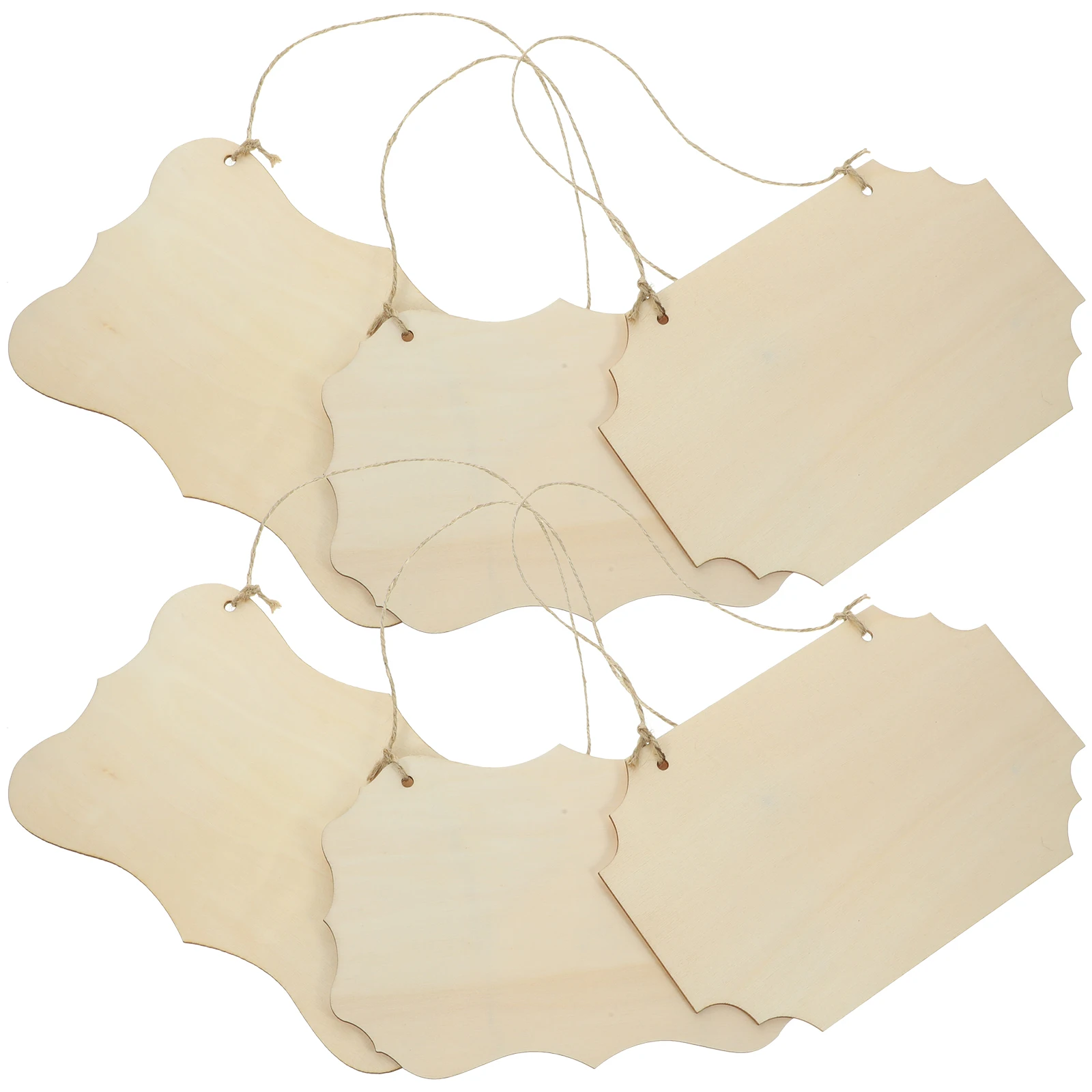 

12 Wooden Hanging Hanging Wood Sign Signs 10m Hemp Rope DIY Paintable Unfinished Plaques Decor Craft Sewing Accessories