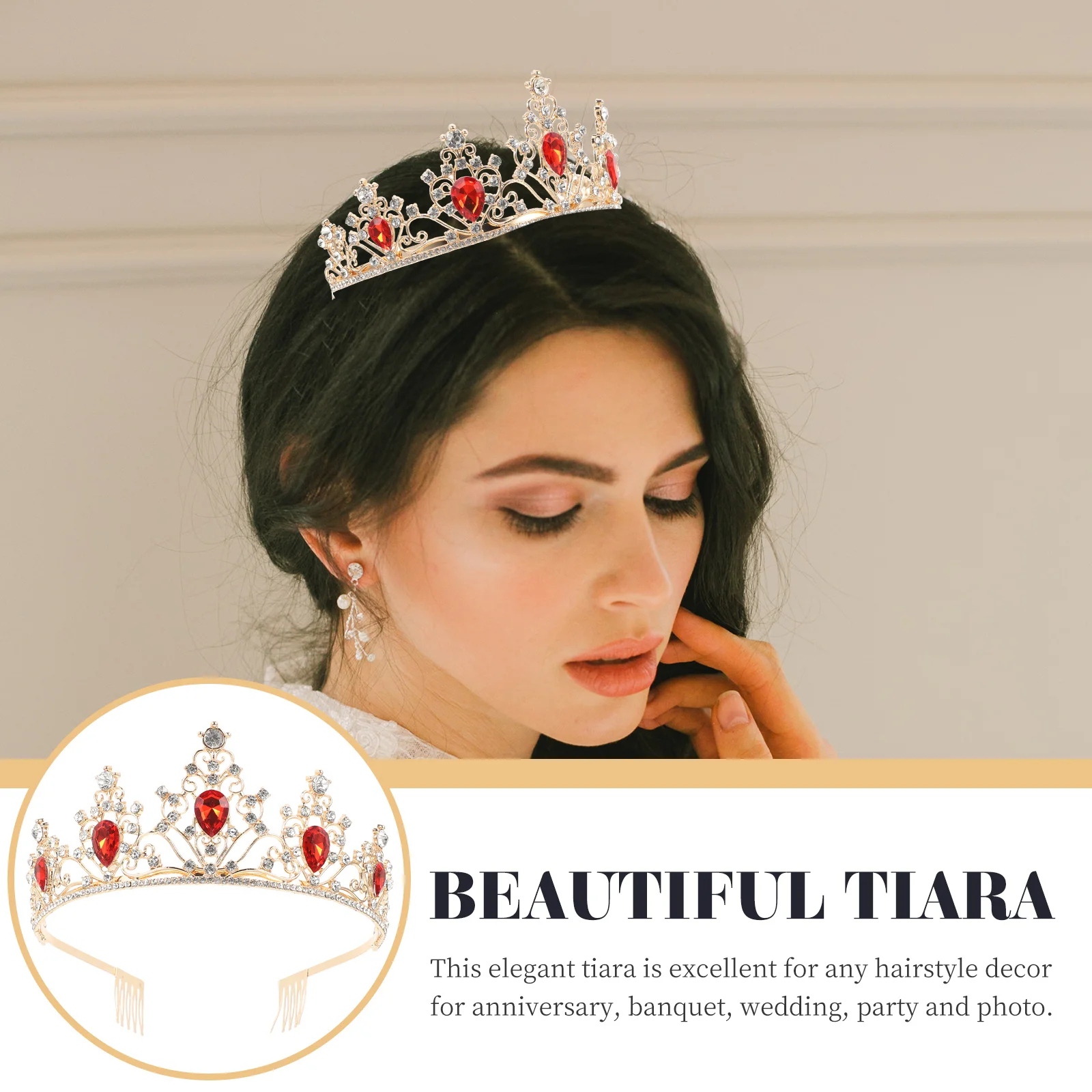 

Bridal Tiara Crown Hair Accessory Wedding Tiaras for Bride Women Headpiece Fairy Crowns Accessories Crystal White