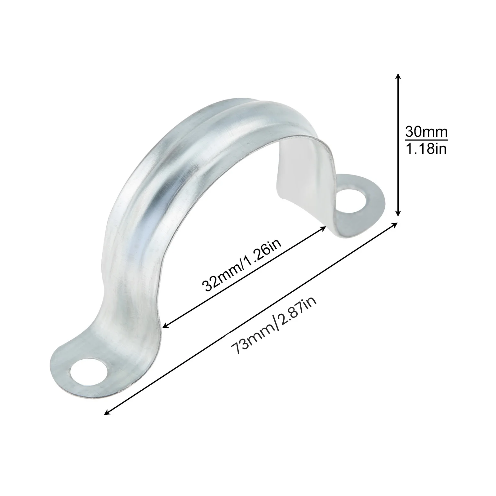 50pcs 1 1/4inch Rigid Pipe Strap Clamp Set for Pipe Tube Fixing, 2 Holes Cable Clamp U Bracket Tube Strap