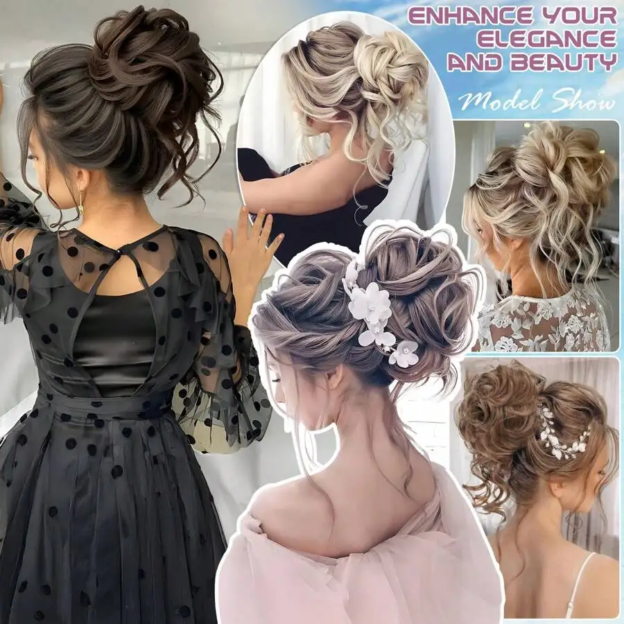 

1pc Messy Bun Hair Piece Curly Hair Bun Scrunchie Tousled Updo Hair Extension With Elastic Hair
