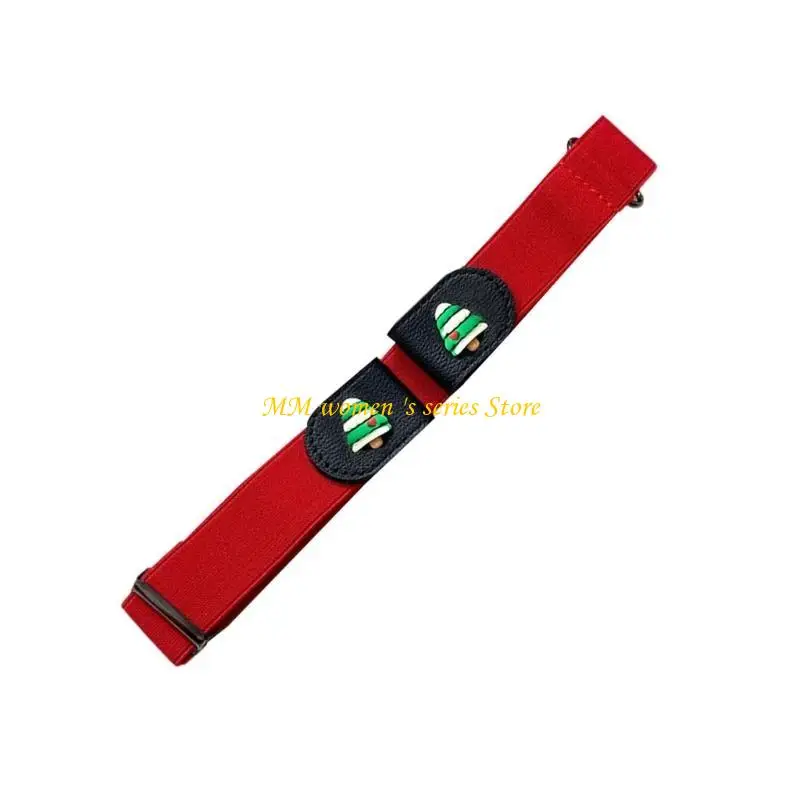 Q39C弾性ウエストバンドジャンベルトクリスマスツリーパターンウエストベルトファッショナブル